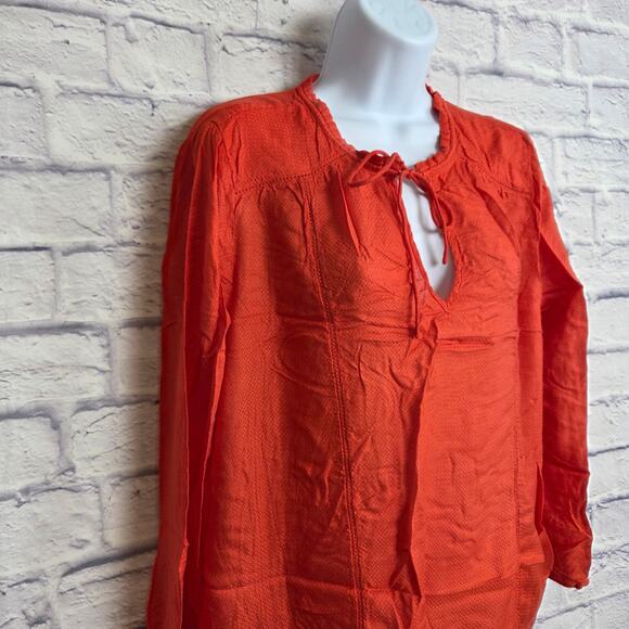 🌼Lucky Brand Womens Top Size Medium V Neck Tie Front Long Sleeve🌼 - Picture 3 of 10